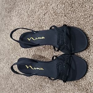 Nina black leather sandal
